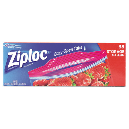 Ziploc Double Zipper Storage Bags, 1gal, 1.75 mil, 10.56"x10.75", Clear, PK38 665016BX